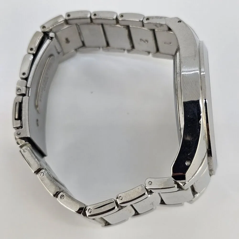 40MM Men's Diamond‎ Watch Blue Dial Gray Bracelet Band 6